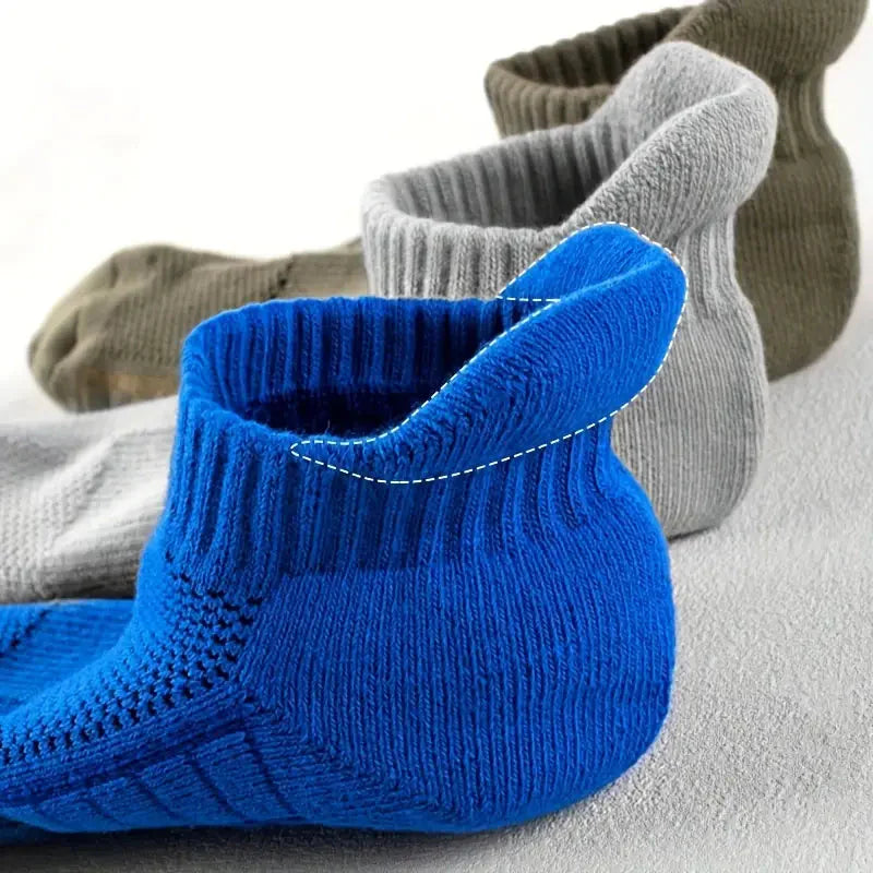 5-Pairs: Casual Ankle Boat Socks With Towel Bottom